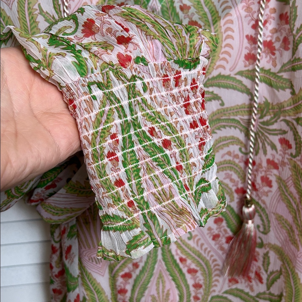 Nicoblu ARTEMISIA CHIFFON BLOUSE IN DELICATE FERNS chiffon top L - Picture 9 of 11